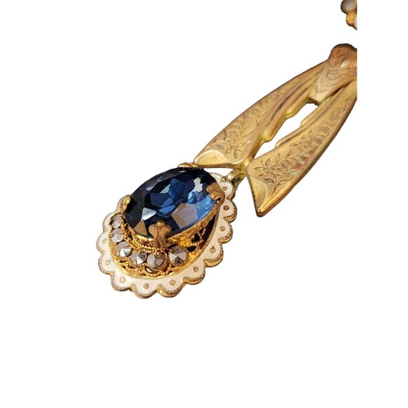 Vintage Enamel and Glass Czech Drop Brooch (A4036) - Picture 4 of 7